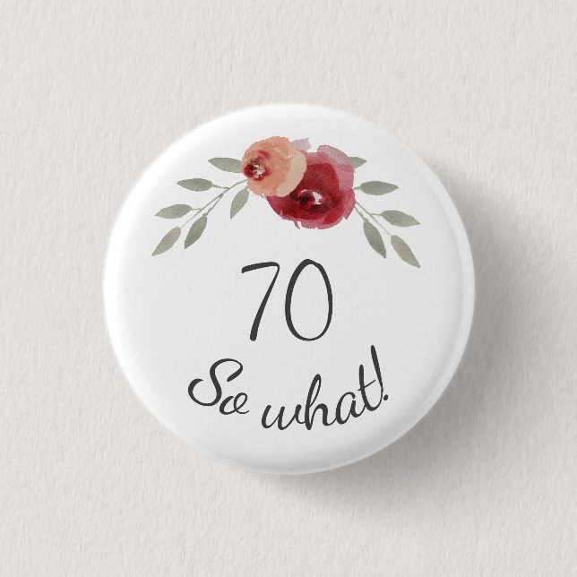 Macaron Rond 2,50 Cm Aquarelle positive Roses Floral 70e anniversaire (Devant)