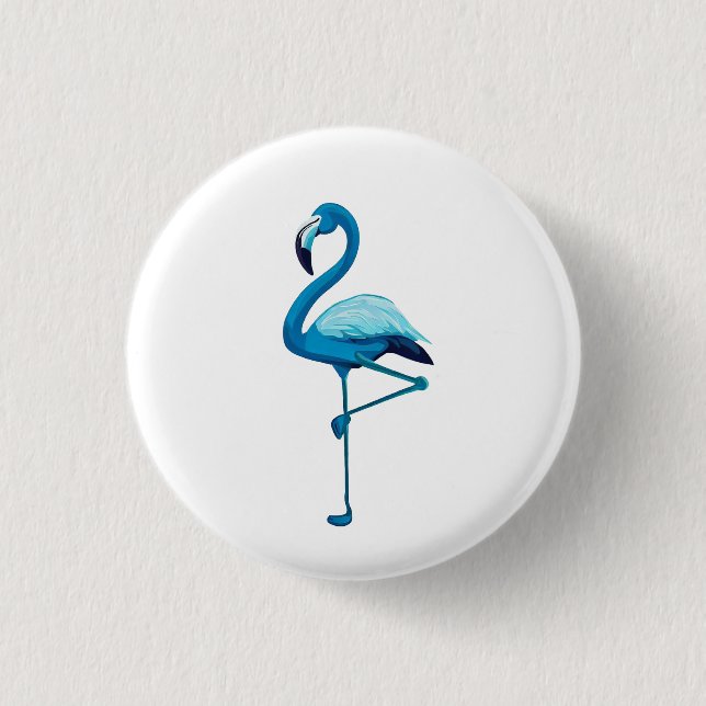 Macaron Rond 2,50 Cm Aquarelle tropicale Flamant rose bleu (Devant)