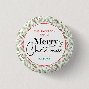Macaron Rond 2,50 Cm : Aquarelle Vert Grass - Fête de Noël