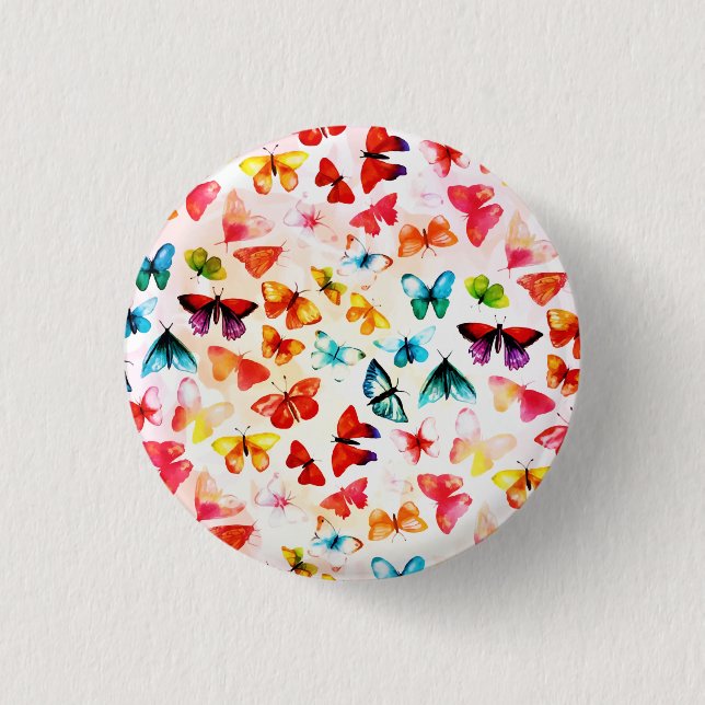 Macaron Rond 2,50 Cm Aquarelle Whimsical Rainbow Forest Butterfly (Devant)