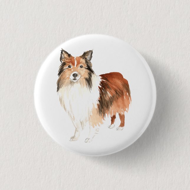 Macaron Rond 2,50 Cm Aquarelles mignonnes Shetland Sheepdog (Devant)