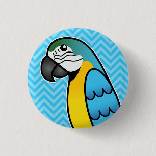 Macaron Rond 2,50 Cm Ara perroquet oiseau carton bleu et jaune
