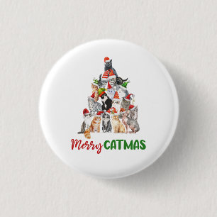 Macaron Rond 2,50 Cm Arbre de Noël Chat Amoureux du Chat Propriétaire d