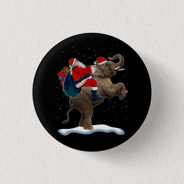 Macaron Rond 2,50 Cm Arbre de Noël éléphant Casquette lumière Xmas Père (Devant)