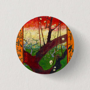 Macaron Rond 2,50 Cm Arbre en fleurs de Van Gogh d'après Hiroshige