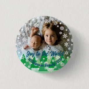 Macaron Rond 2,50 Cm Arbres de Noël Snowflakes blanc Joie au monde