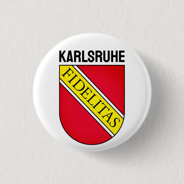 Macaron Rond 2,50 Cm Armoiries de Karlsruhe, ALLEMAGNE (Devant)