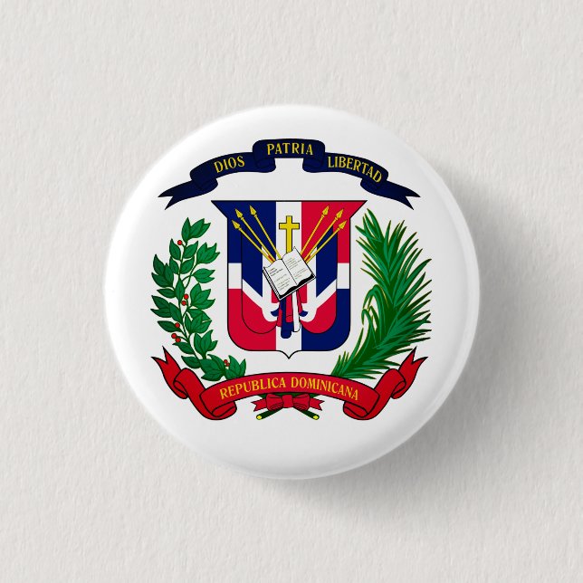 Macaron Rond 2,50 Cm Armoiries de la République dominicaine (Devant)