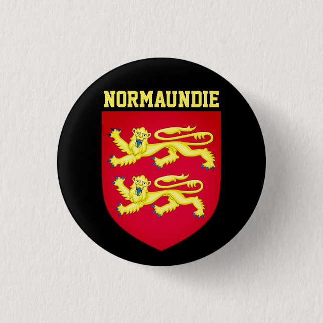 Macaron Rond 2,50 Cm Armoiries de Normandie - FRANCE (Devant)