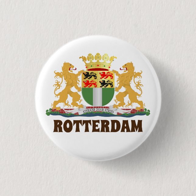 Macaron Rond 2,50 Cm Armoiries de Rotterdam, Pays-Bas (Devant)