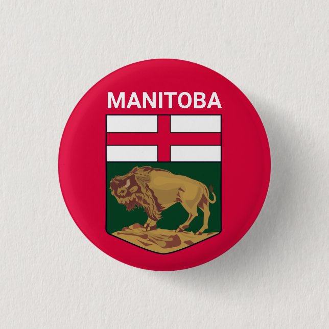 Macaron Rond 2,50 Cm Armoiries du Manitoba - CANADA (Devant)