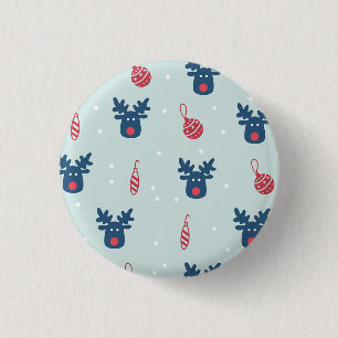 Macaron Rond 2,50 Cm Arrière - plan bleu avec Rudolph et balles de Noël