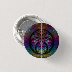 Macaron Rond 2,50 Cm Art abstrait fractal coloré et psychédélique