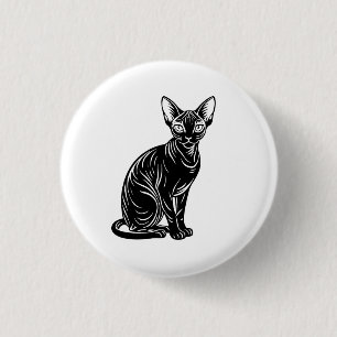 Macaron Rond 2,50 Cm Art du chat Sphynx sombre – Design minimaliste mys