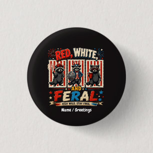 Macaron Rond 2,50 Cm Art du parti de Raton laveur patriotique rouge bla