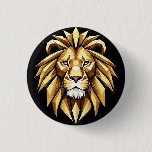 Macaron Rond 2,50 Cm Art géométrique abstrait de lion avec ton or inten