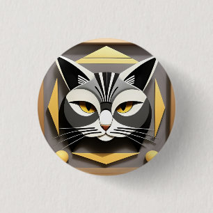 Macaron Rond 2,50 Cm Art géométrique d'un design abstrait de chat styli