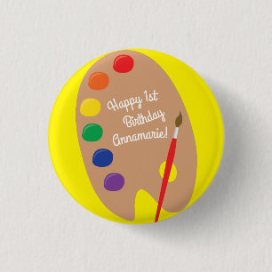 Macaron Rond 2,50 Cm Art Paint Palette Cute 1ère fête d'anniversaire