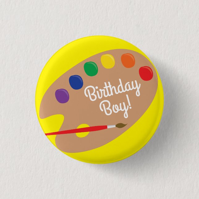 Macaron Rond 2,50 Cm Art Paint Palette Cute 1ère fête d'anniversaire (Devant)
