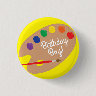 Macaron Rond 2,50 Cm Art Paint Palette Cute 1ère fête d'anniversaire