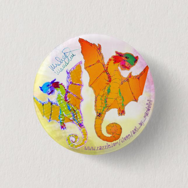 Macaron Rond 2,50 Cm Art par Micheal Dragon Pin (Devant)