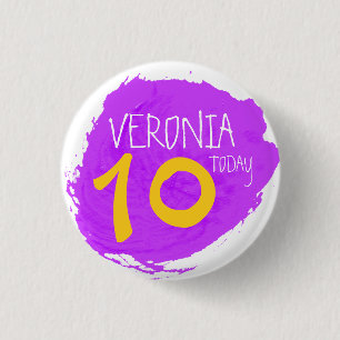 Macaron Rond 2,50 Cm Art party peinture violet nom 10e anniversaire bou