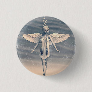 Macaron Rond 2,50 Cm Art vintage de l'ange gardien arc-en-ciel