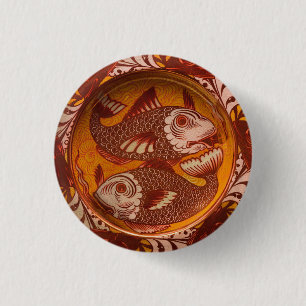 Macaron Rond 2,50 Cm Arts et Artisanat de style William Morris Poisson