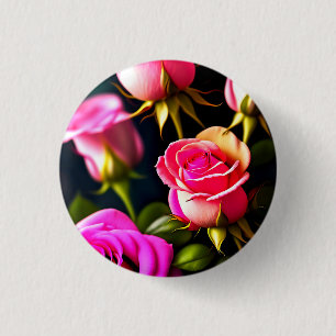 Macaron Rond 2,50 Cm Artwork numérique Fleurs rose