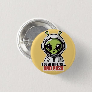 Macaron Rond 2,50 Cm Astronaute Alien Mignon "Je viens en paix et avec