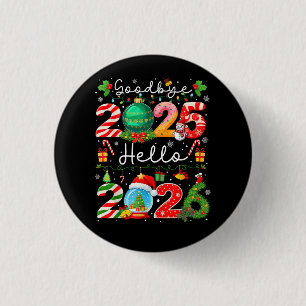 Macaron Rond 2,50 Cm Au revoir 2025 Bonjour 2026 Bonne Année Noël P