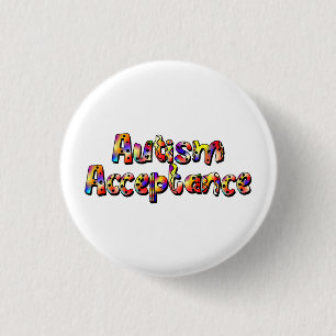 Macaron Rond 2,50 Cm Autisme Acceptation Colorful Rainbow Typographie T