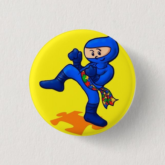 Macaron Rond 2,50 Cm Autisme Ninja (Devant)