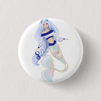 Macaron Rond 2,50 Cm autocollant de sirène de la jeune fille des neiges