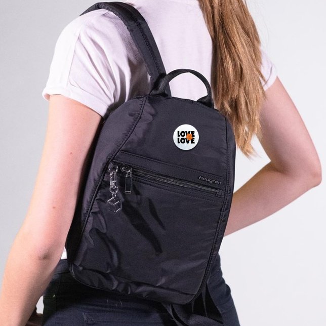 Macaron Rond 2,50 Cm Automne Noir & Orange Imprimer "Amour" (Créateur téléchargé)