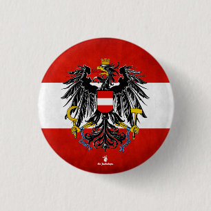 Macaron Rond 2,50 Cm " Autriche : 1918/aujourd'hui - drapeau avec armoi