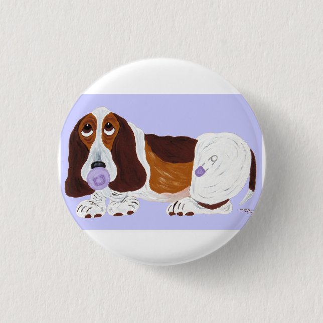 Macaron Rond 2,50 Cm Baby Basset Hound  (Devant)
