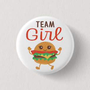 Macaron Rond 2,50 Cm Baby-Q Team Girl burger genre révéler bouton