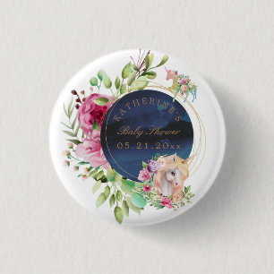 Macaron Rond 2,50 Cm baby shower à licorne florale magique
