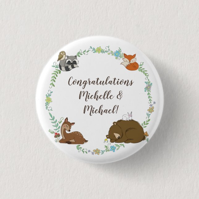 Macaron Rond 2,50 Cm Baby shower animal de la forêt (Devant)