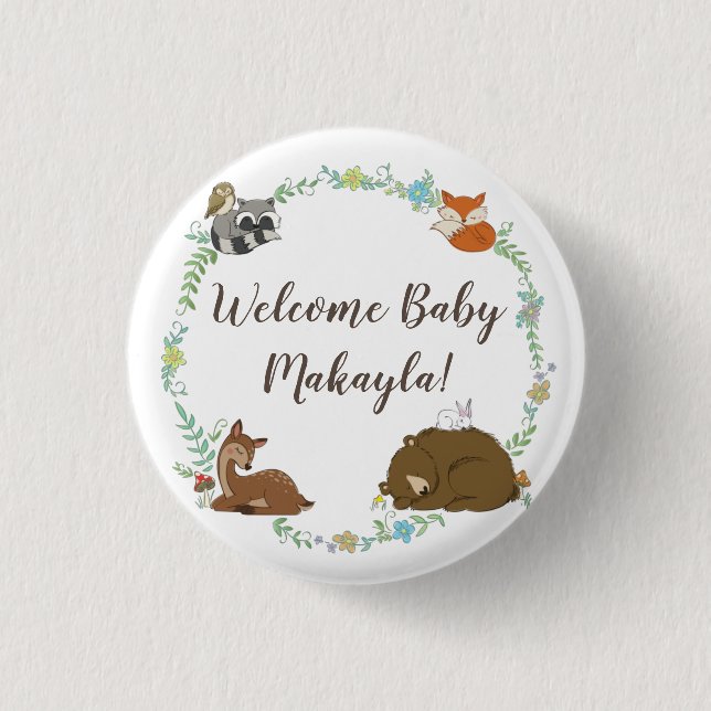 Macaron Rond 2,50 Cm Baby shower animal de la forêt (Devant)