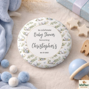 Macaron Rond 2,50 Cm Baby-shower aquarelle éléphant garçon – Safari ble