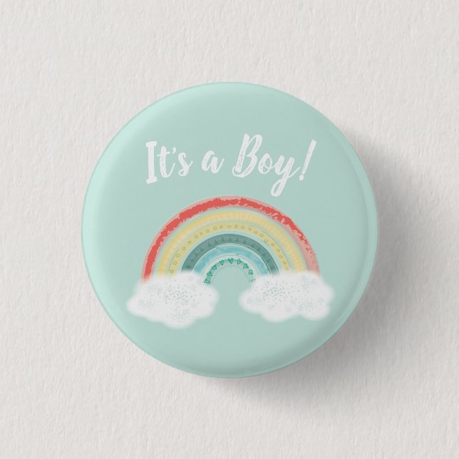 Macaron Rond 2,50 Cm Baby shower arc-en-ciel Boho (Devant)