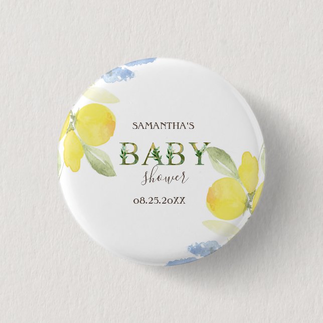Macaron Rond 2,50 Cm Baby shower aux citrons aquarelles (Devant)