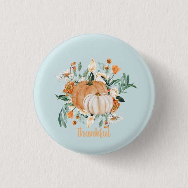 Macaron Rond 2,50 Cm Baby shower Bleu Citrouille d'automne, (Devant)