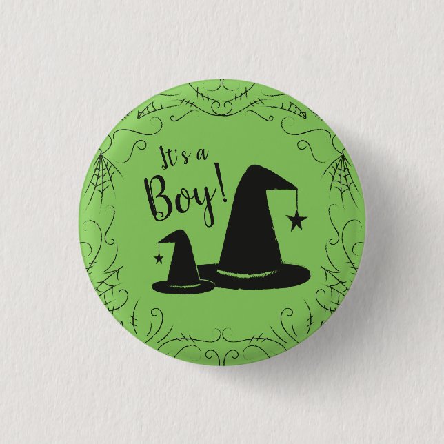 Macaron Rond 2,50 Cm Baby shower Casquette sorcière Halloween (Devant)