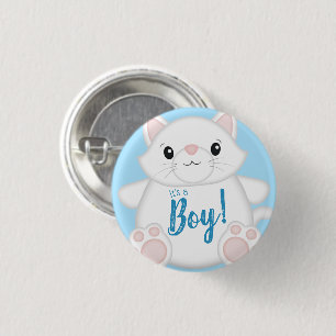 Macaron Rond 2,50 Cm Baby shower chat Kitty Blue
