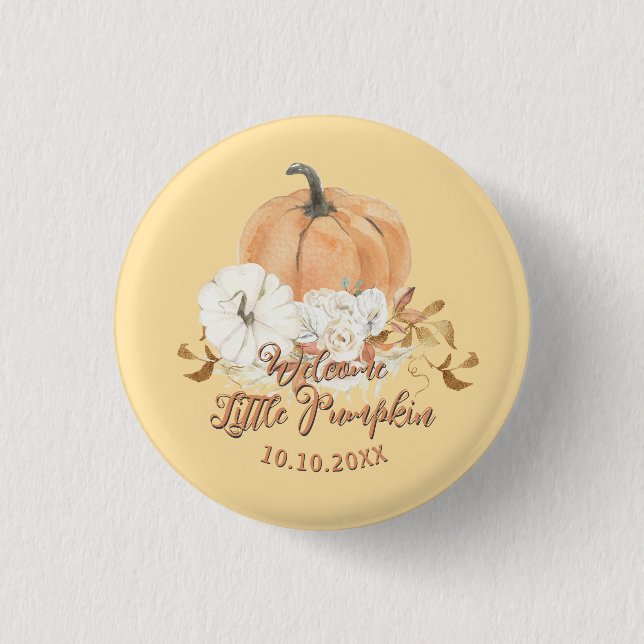 Macaron Rond 2,50 Cm Baby shower Citrouille Pastel Orange Little (Devant)