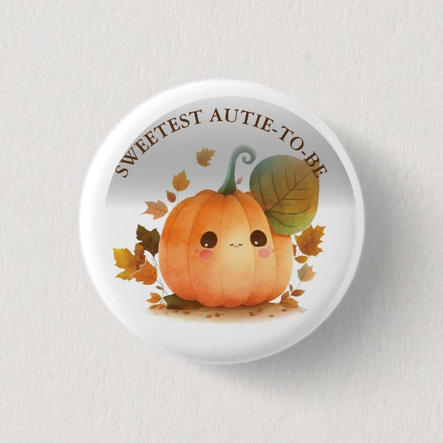 Macaron Rond 2,50 Cm Baby shower d'automne Citrouille doux (Devant)