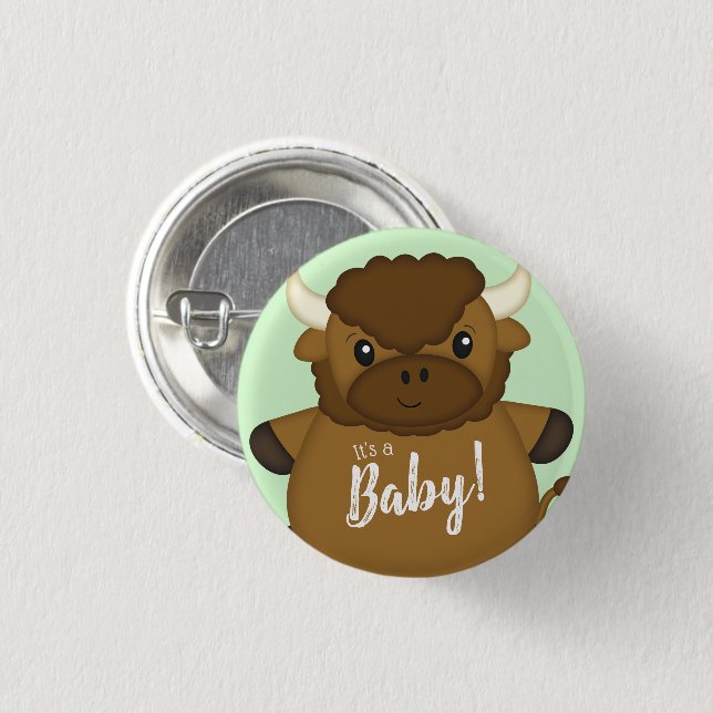 Macaron Rond 2,50 Cm Baby shower de Bison Buffalo (Devant & derrière)